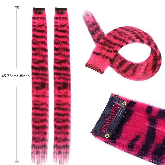Extensions capillaires synthétiques longues et lisses à clipser, 1 pièce, Extensions capillaires colorées à clips pour un usage quotidien ou de noël