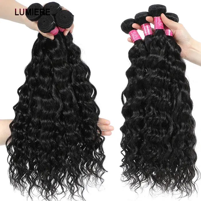Bundles brésiliens de tissage de cheveux humains de vague profonde d'eau