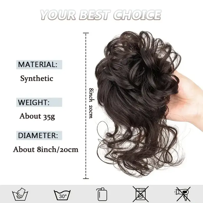 Chignon synthétique élégant bouclé en caoutchouc élastique