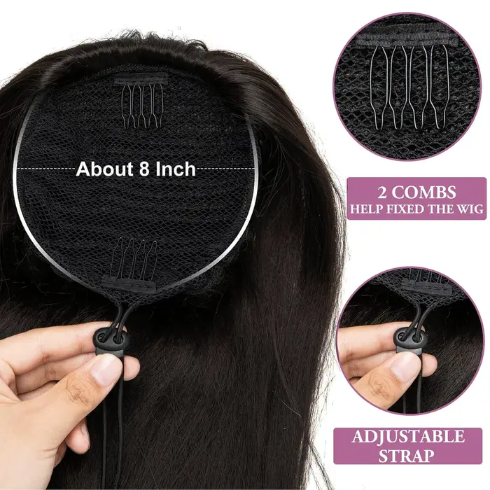 Extension de cheveux queue de cheval courte noire avec cordon pour femmes noires