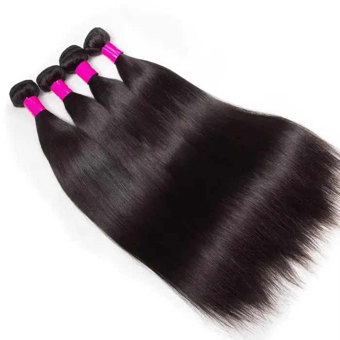 Extensions de Cheveux Humains Naturels Noirs Lisses, Bundles de Cheveux Vierges Remy, 1/3/4 Pièces, 
