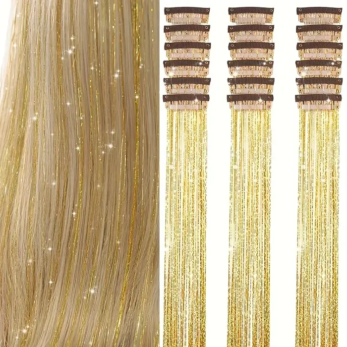 Extensions de cheveux en soie arc-en-ciel scintillantes pour femmes