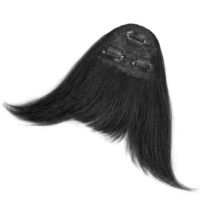 Extensions de cheveux synthétiques Yaki à frange droite pour femmes