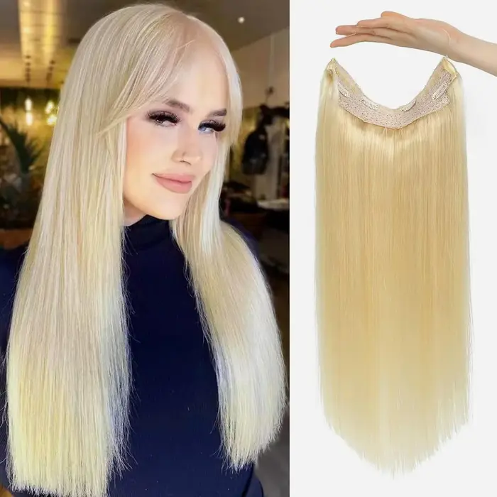 Extensions de cheveux blonds Halo de 20 pouces