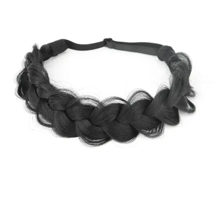 Bandeau de cheveux tressé réglable, Extensions de chignon synthétiques extensibles doré/marron/noir, élastiques antidérapantes