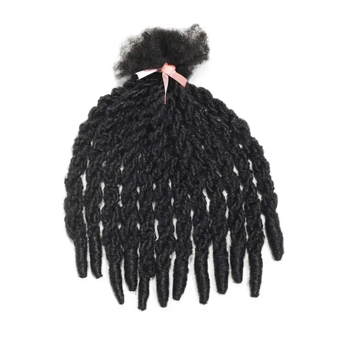 Extensions de cheveux synthétiques bouclés double torsion noirs naturels de 14 pouces pour tressage