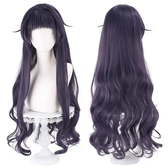 Perruque de cosplay Kaoruko Waguri, cheveux d'anime, perruque longue bouclée violet clair pour femme
