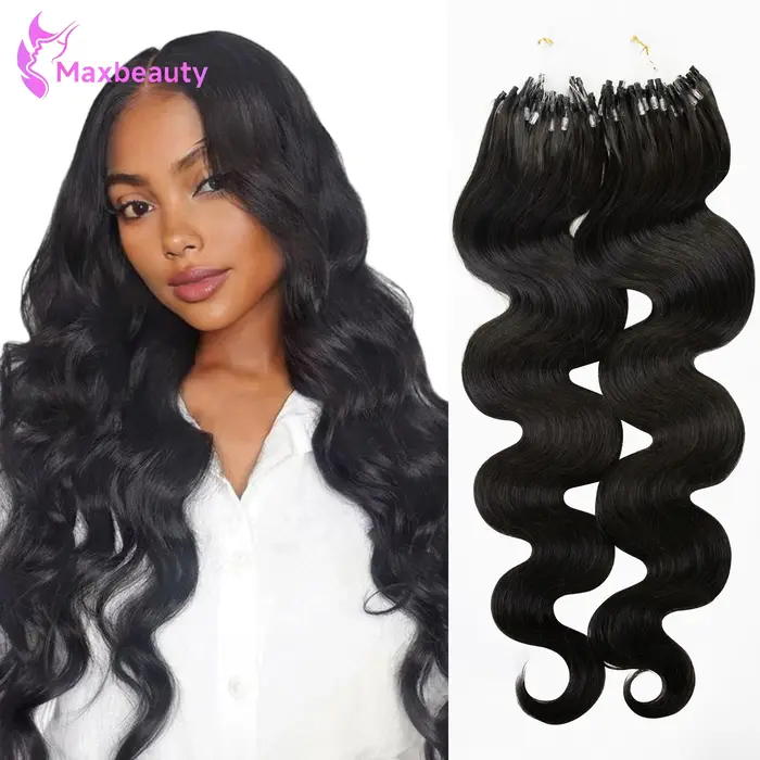 Extensions de cheveux Micro Link en cheveux humains, ondulées, 50G/50S, extensions à micro-anneaux, 