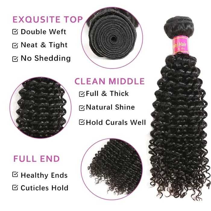 Ali Queen cheveux crépus bouclés cheveux humains paquets 3/4 pièces brésilien 10 "- 30" couleur naturelle 100% cheveux humains armure Remy Extension de cheveux
