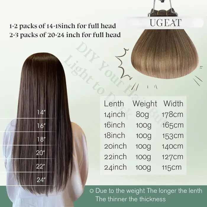Extensions de cheveux humains Ugeat Weft Balayage