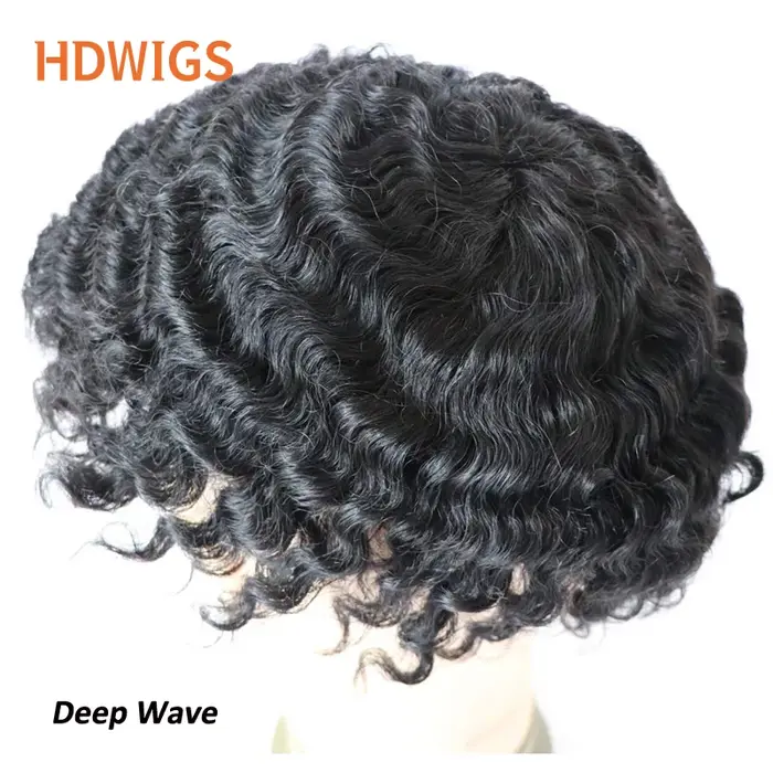 Prothèse capillaire homme bouclée en cheveux humains indiens Remy