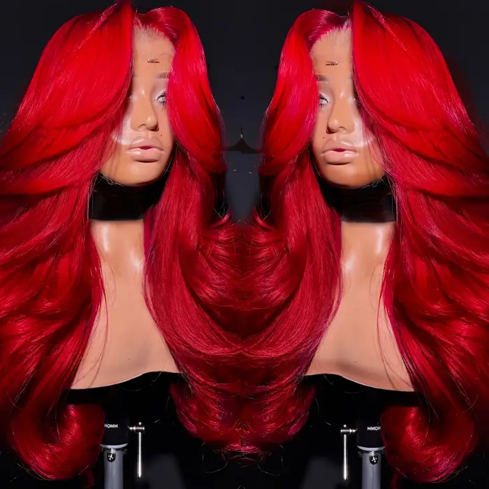 Perruque Lace Front Wig Body Wave transparente HD 13x4, perruque Lace Front Wig rouge, bordeaux, den