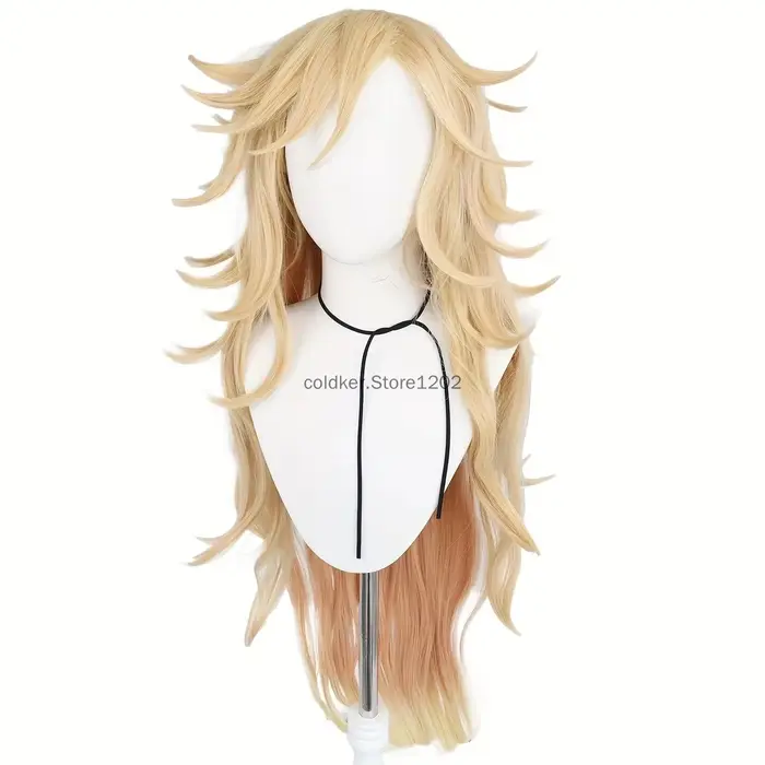 Perruque longue blonde Douma avec frange pour hommes et femmes