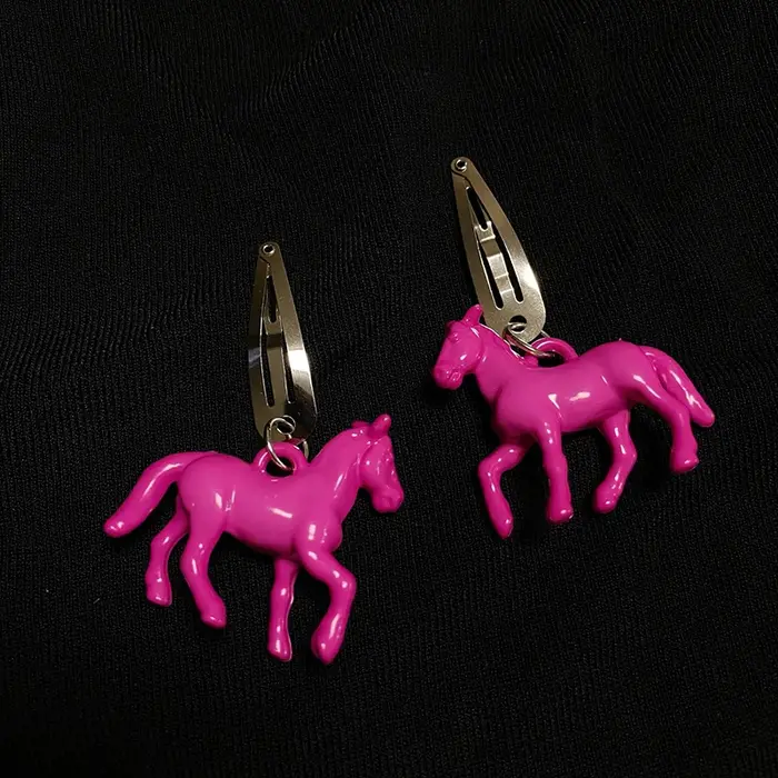 Pinces à cheveux cheval rosé Bb, 2 pièces, breloque cheval, pince latérale, épingles à cheveux, acce