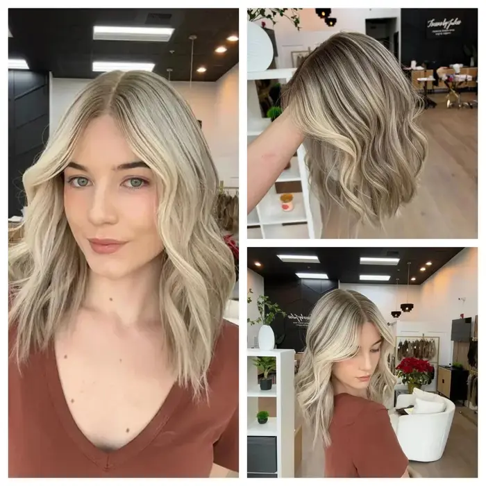 Perruque Lace Front Blonde Cendrée Courte Bob pour Femmes, Mèches Colorées, Cheveux Synthétiques Mél