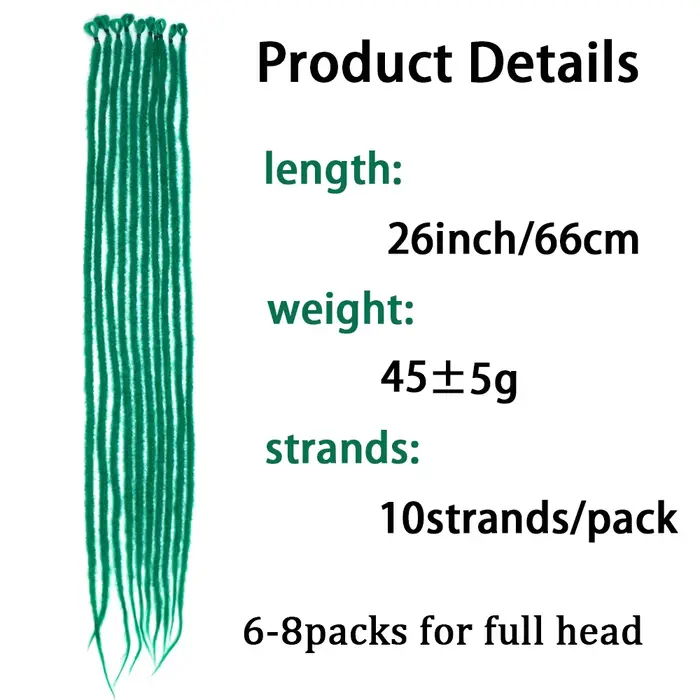 Dreadlocks synthétiques en crochet vert