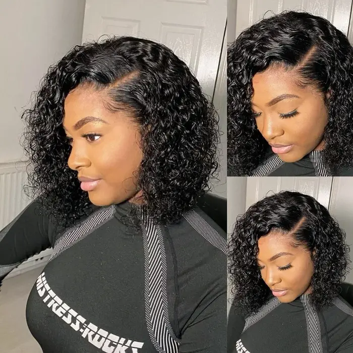 Mèches Naturelles Remy Courtes Crépues et Bouclées avec Closure