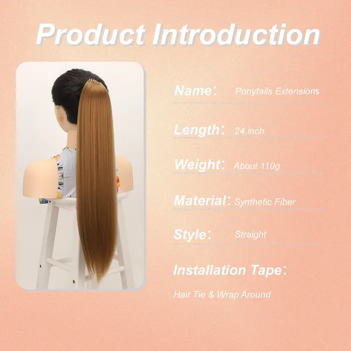 Extensions de cheveux queue de cheval longues tressées avec élastique