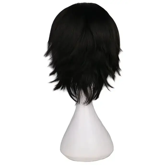 Perruque Cosplay Courte et Droite Noire pour Homme