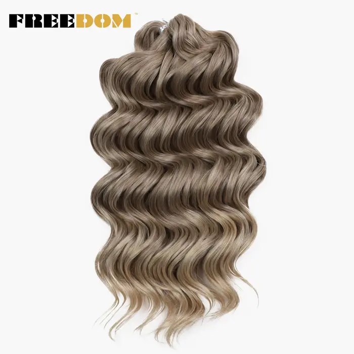 FREEDOM synthétique torsion Crochet cheveux bouclés 16 pouces vague profonde tresse cheveux Ombre Bl