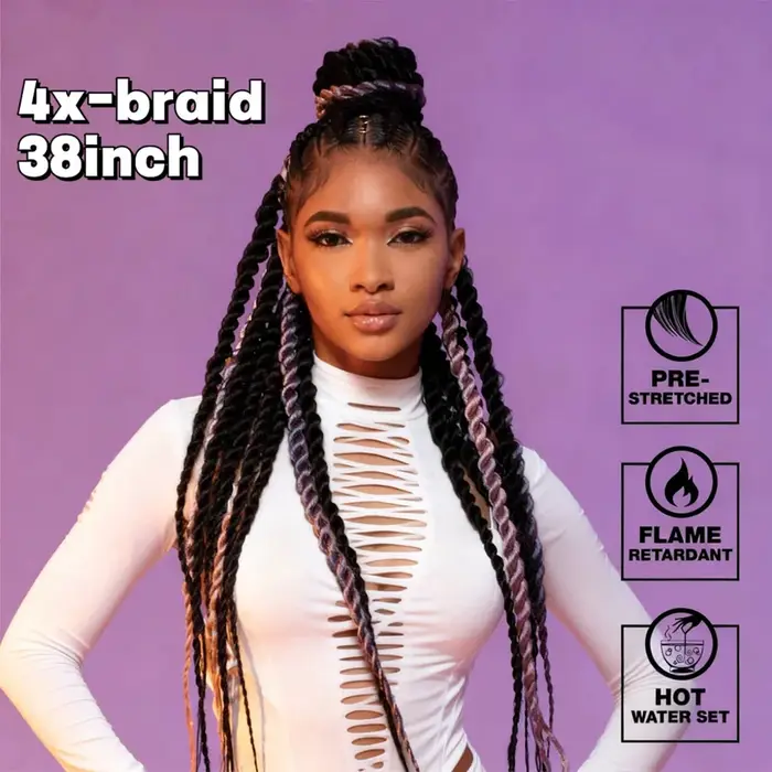 38 pouces tressage synthétique hair-4x tresse Sensationnel pré-étiré kanekalon ignifuge pour tresse 