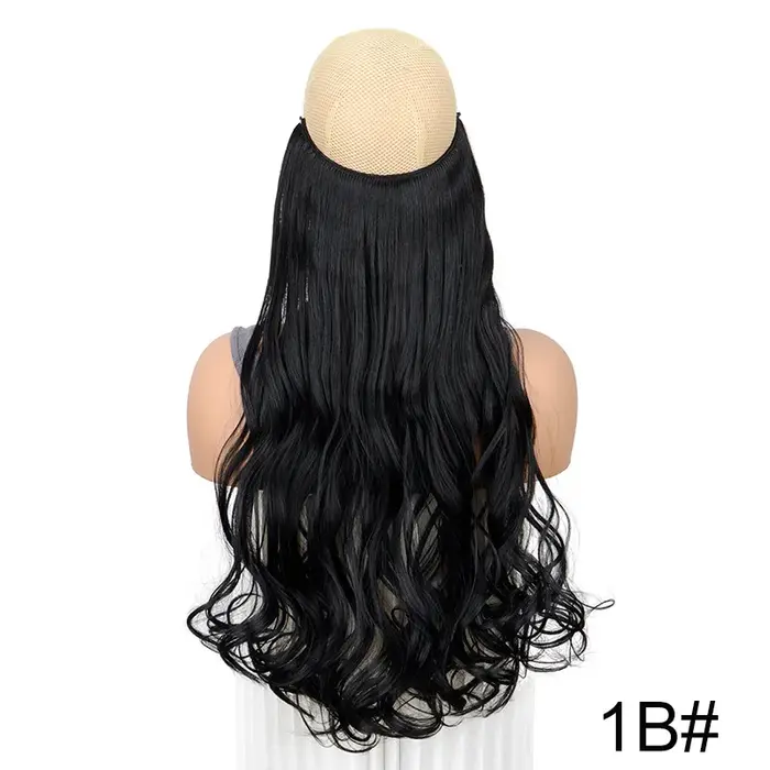Extensions de cheveux synthétiques invisibles de 20 pouces pour femmes, résistantes à la chaleur, lo