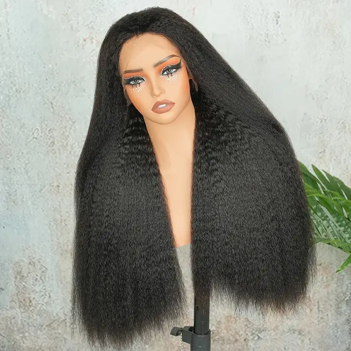 Perruque Lace HD 13x4 Double Drawn Kinky Straight en Cheveux Humains Vierges Bruts