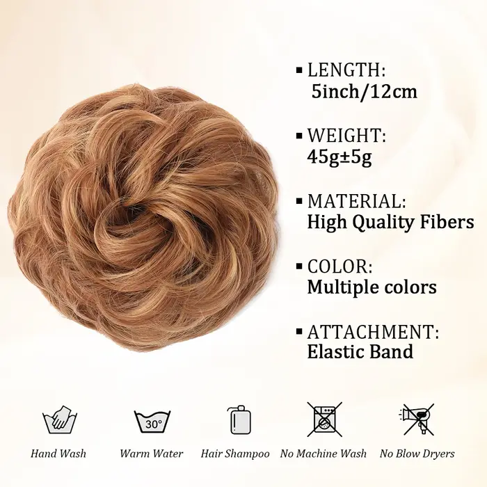 Grand Chignon désordre morceau de cheveux ondulés bouclés chouchous synthétique