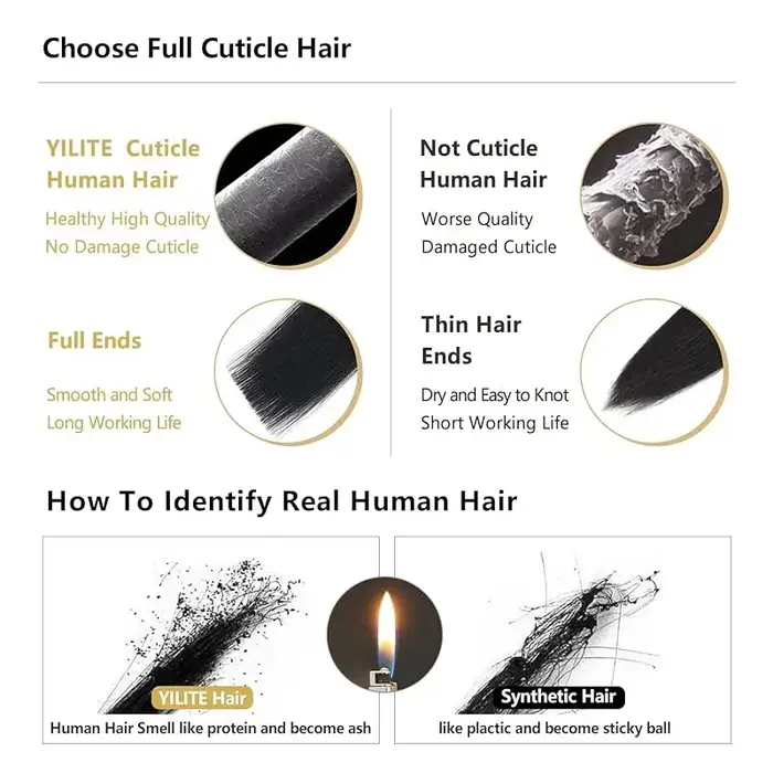 Extensions de fil de cheveux humains