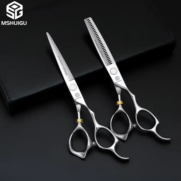 MSHUIGU – ciseaux de barbier professionnels de 6 pouces, en acier inoxydable 440C, lame inversée, ci