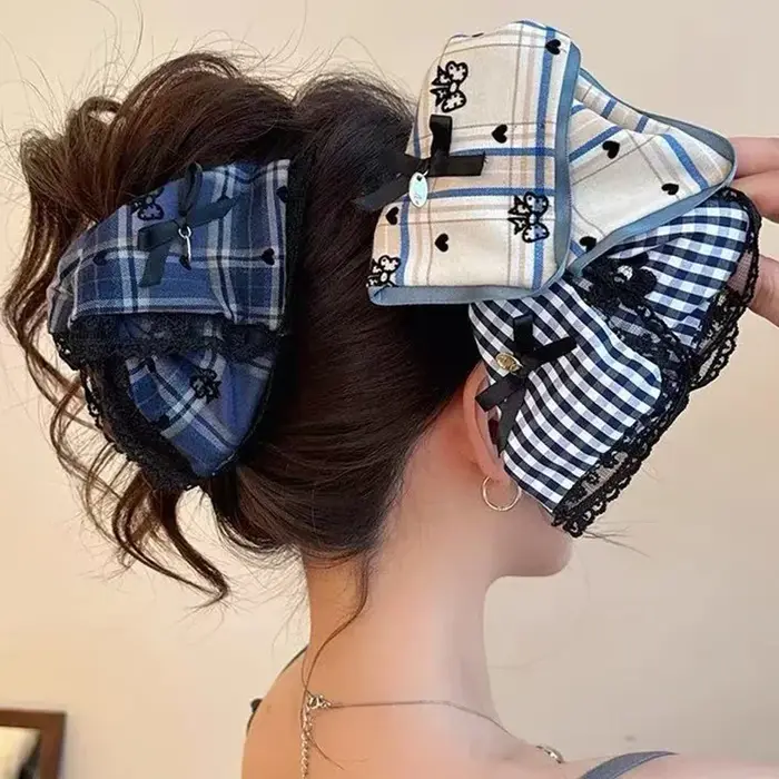Pince à cheveux nœud écossais pour femme