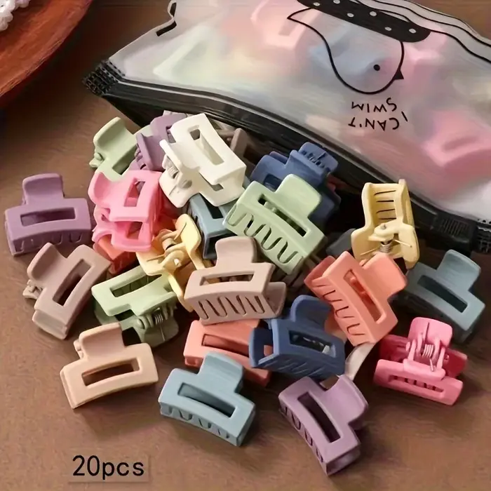 20 pinces à cheveux rectangulaires mates - Petites pinces à cheveux colorées pour femmes, maintien s