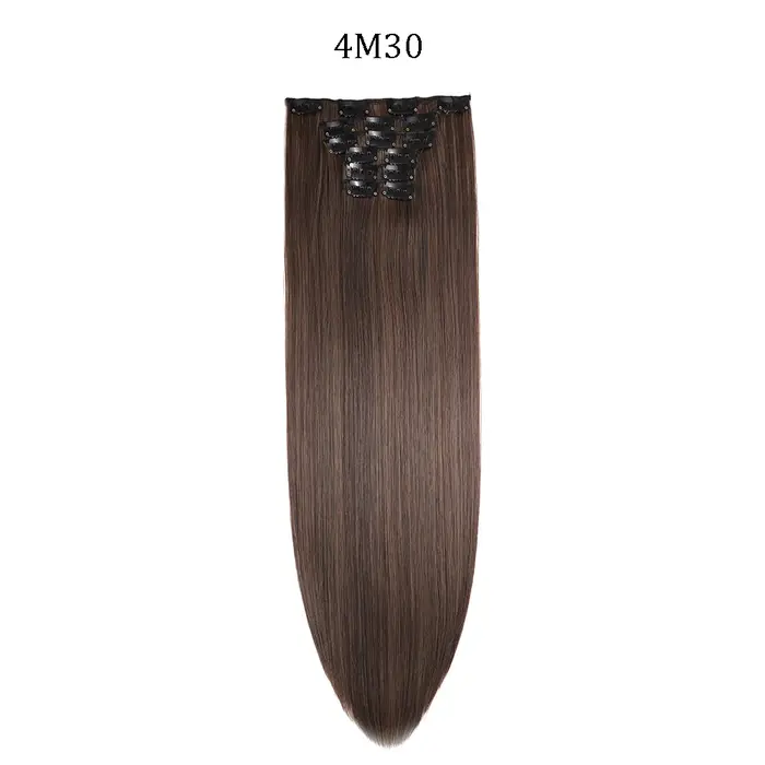 Extensions de cheveux synthétiques longues et lisses de 24 pouces