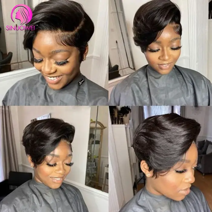 Perruque Bob Brésilienne Coupe Pixie pour Femme