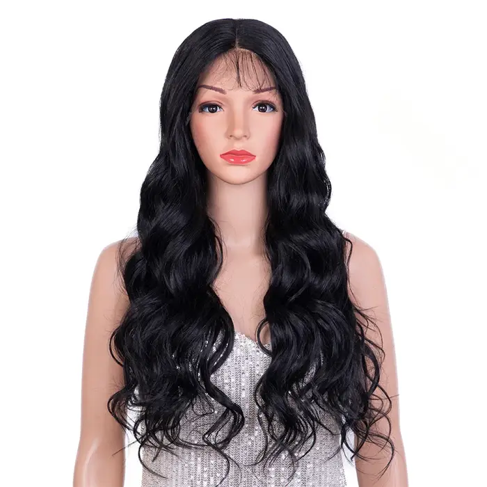 Perruque Lace Frontal Wig synthétique pour femmes, perruque de Cosplay à reflets, Body Wave, Orange,