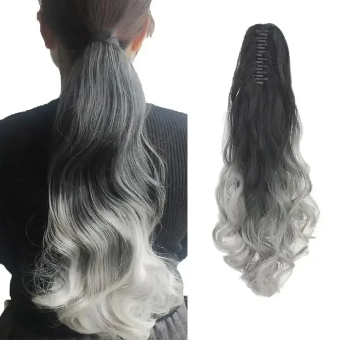 Soowee synthétique bouclés Ombre bleu griffe queue de cheval pince dans l'extension de cheveux