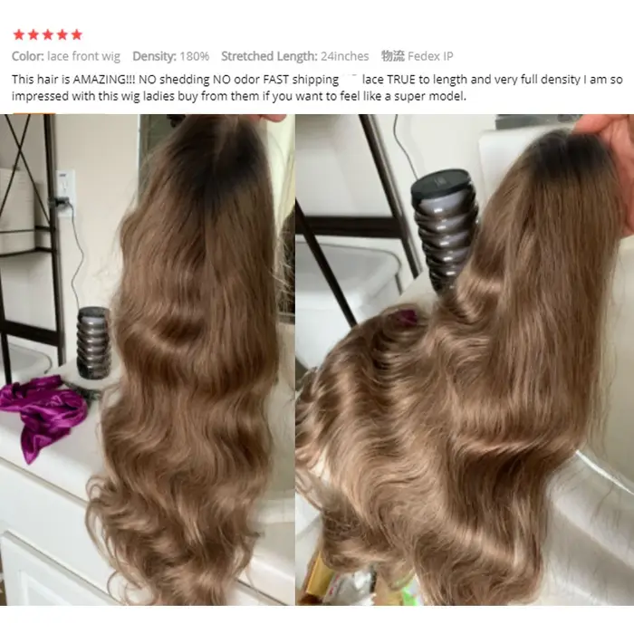 34inch Ash Blonde Body Wave Real HD Lace Front Perruque de cheveux humains Melt Skins 13x6 Full Lace