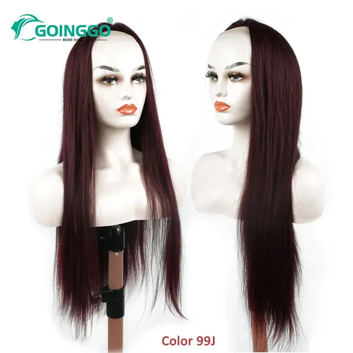 3/4 cheveux humains demi perruque faite à la Machine cheveux longs raides 14-28 pouces brésilien Rem