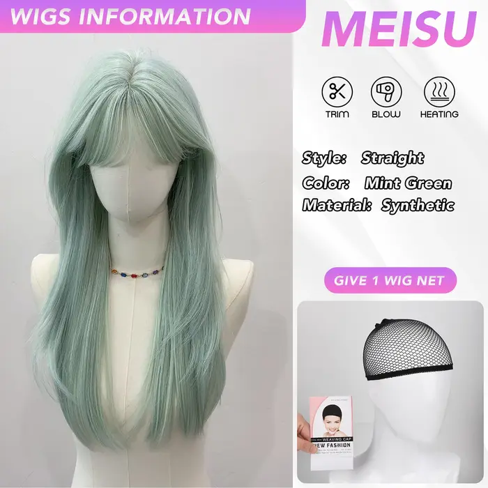 MEISU – perruque synthétique longue et lisse de 24 pouces
