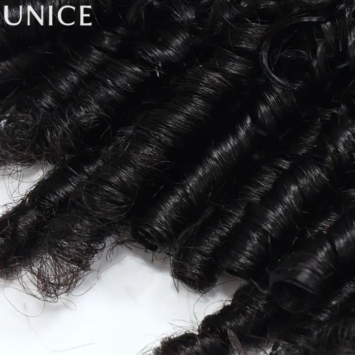 UNice 3 pièces de mèches de cheveux bouclés birmans 100% cheveux humains avec des extrémités en spir