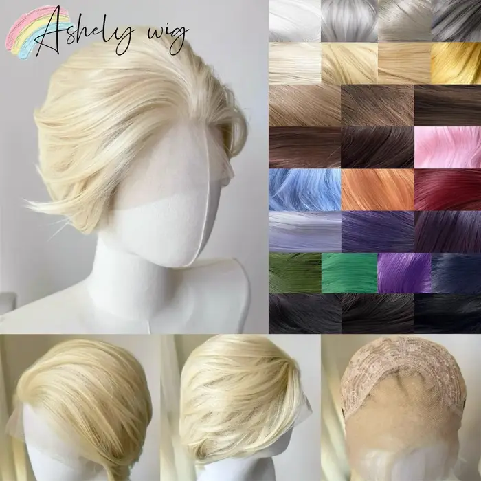 Perruque Lace Front Wig synthétique courte Blonde pour hommes
