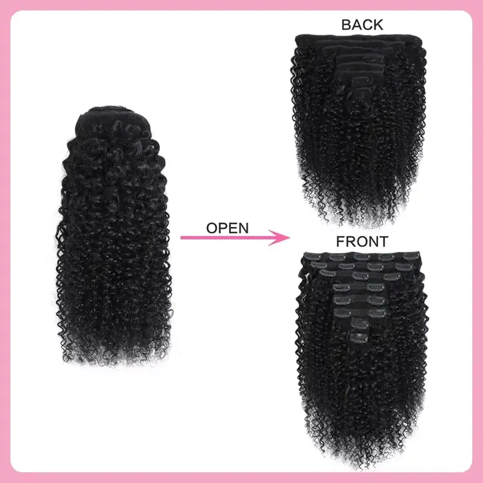Extensions de cheveux humains afro à clipser