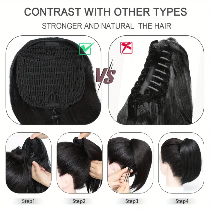 Postiche synthétique lisse et haute pour femme