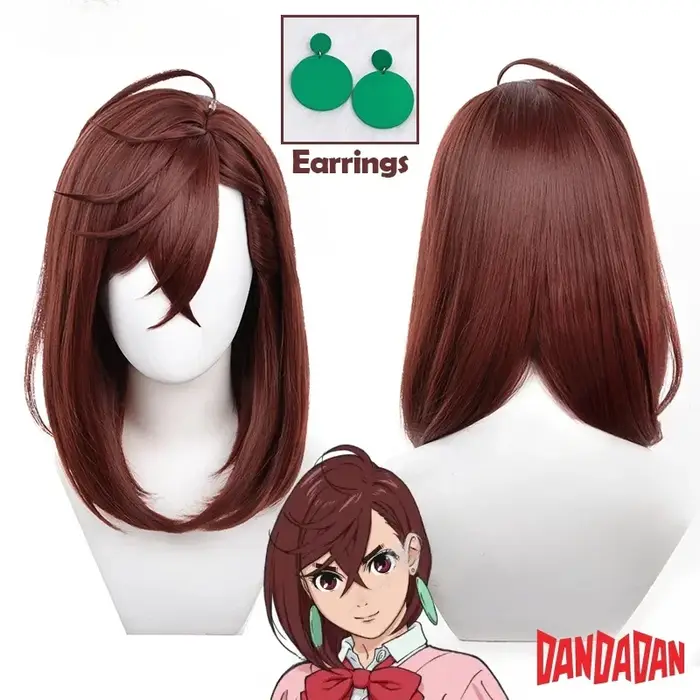 Perruque de Cosplay Anime Momo Ayase, cheveux courts marron Dandadan, en Fiber résistante à la chaleur, pour fête d'halloween, pour filles et femmes