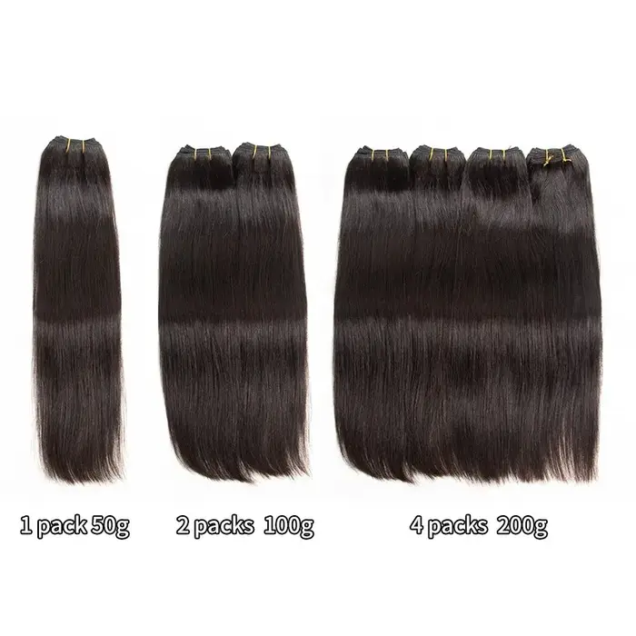 Extensions de cheveux humains à double trame à coudre