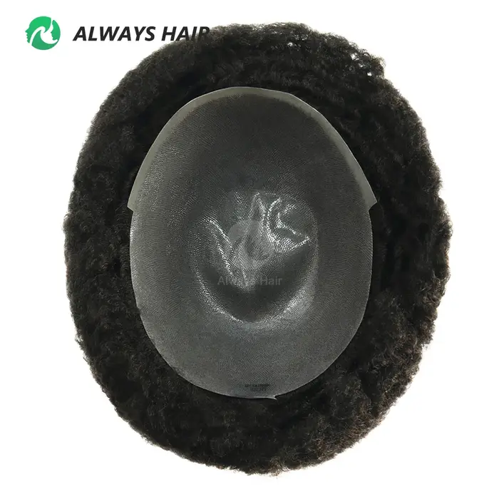 Afro toupet Curl 4mm 6mm 8mm 12mm 0.12-0.14mm peau Afro perruque pour hommes noirs vrais cheveux hum