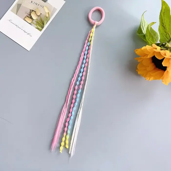 Extensions de cheveux colorées, perruque tressée pour jeunes filles, accessoires capillaires, bandea
