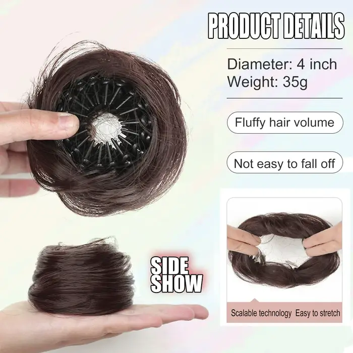 Chignon synthétique avec Clips élastiques circulaires, 1 pièce, perruque de cheveux lisses en forme de nid d'oiseau, chignon rétractable pour femmes