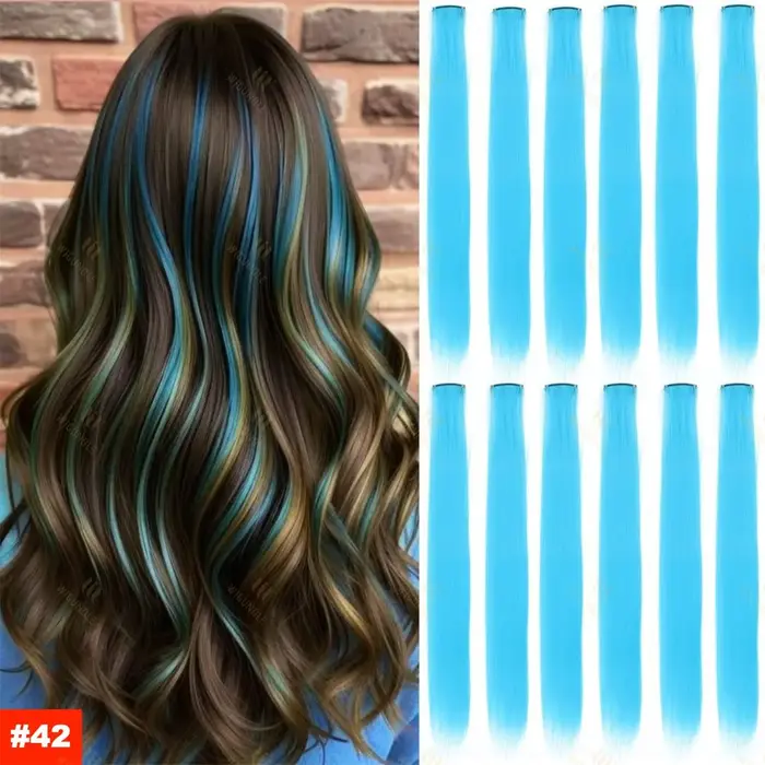 Extensions de cheveux synthétiques longues et droites de 22 pouces