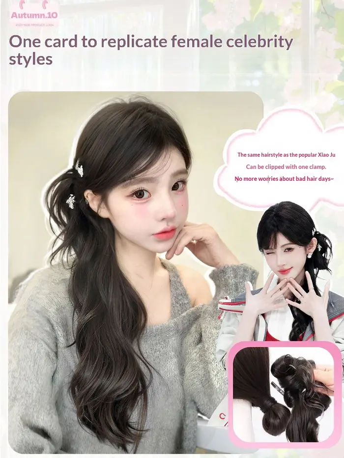 Extensions de queue de cheval synthétiques avec pince à cheveux, postiches ondulés naturels avec cho